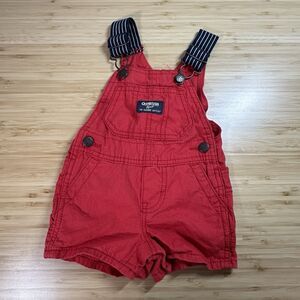 OshKosh B'gosh Red Baby 3M Shorts Overalls Adjustable Straps Kidcore Baby